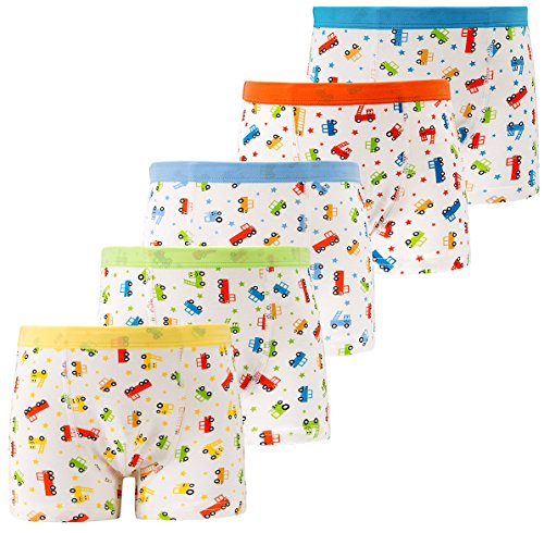 CC&La Dame Cotton Underwear Boys Toddler Boxer Briefs Underwear Mix Color 5 Pack (2Y - 8Y,Mix)(AL001-M)