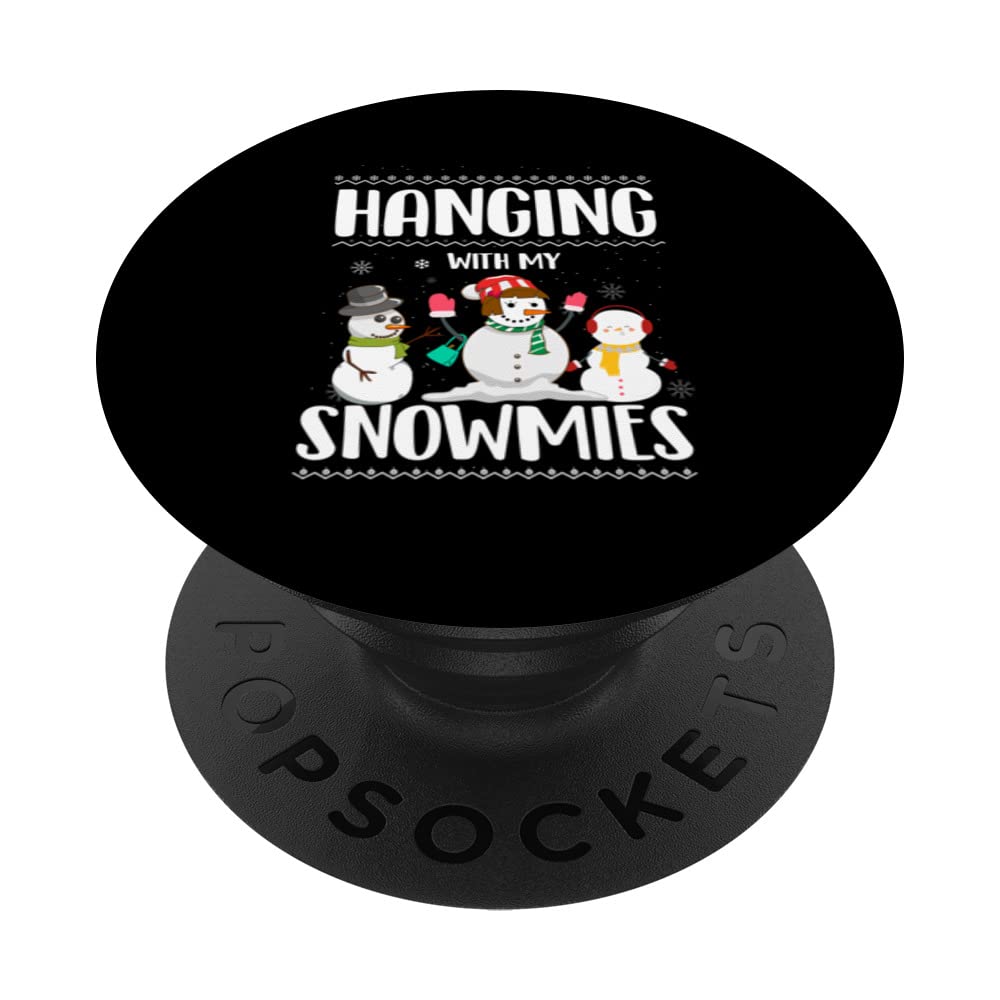 Hanging With My Snowmies | Funny Christmas Snowmen Winter PopSockets Swappable PopGrip