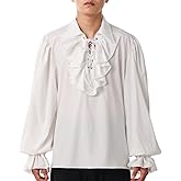 GRACEART Mens Pirate Shirt Ruffle Colonial Shirt Renaissance Poet Shirt Steampunk Vampire Gothic Medieval Costume