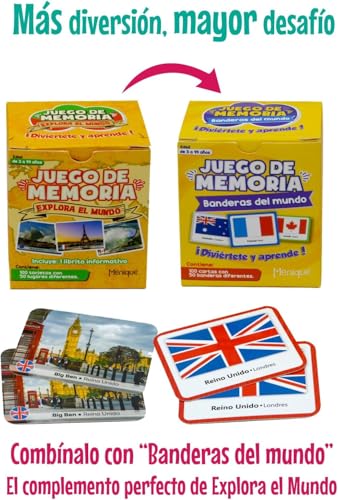 Menique. Juego de Memoria - Explora el Mundo. Hermosas fotografías de 50 países Diferentes.