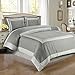 Hotel Gray and Light Gray 2-Piece Twin/Twin XL Duvet-Cover-Set, 100-Percent Cotton, 300-Thread-Count