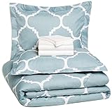 AmazonBasics 7-Piece Bed-In-A-Bag - Full/Queen, Dusty Blue Trellis (Misc.)