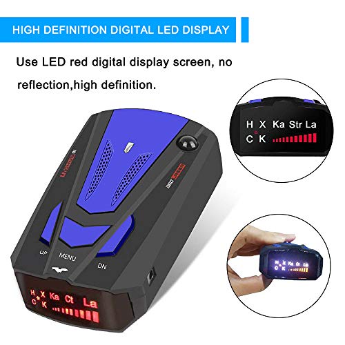 Radar-Detector,Sosanping Laser-Auto-360-Degree-Detection, Voice-Prompt-Speed, Vehicle-Speed-Alarm-System,City/Highway Mode,LED-Display for Cars(FCC)