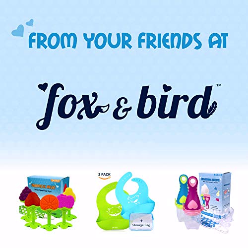 Fox and Bird - Baby Fruit Feeder Pacifier (2 Pack) | Baby Food Feeder | Doubles as Teething Toy for Infants and Toddlers | Includes Pacifier Clip and 6 Silicone Pouches (Blue/Orange) - Thumbnail 7