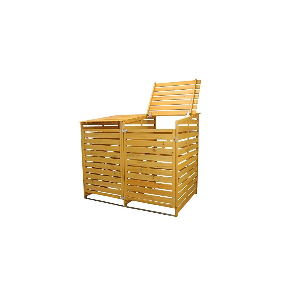 Wooden Wheelie Bin Storage Double Dustbin Store Outdoor Hinged Lid