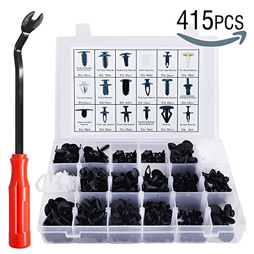 Click Here to See More Images 415PCS Retainer Clip Kit, KKtick 18 Most Popular Sizes Free Fastener Remover Kit for GM Ford Toyota Honda Chrysler
