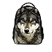 WECNSKY Kid's Cool Wolf Animal Printing School Bags (wolf gray)