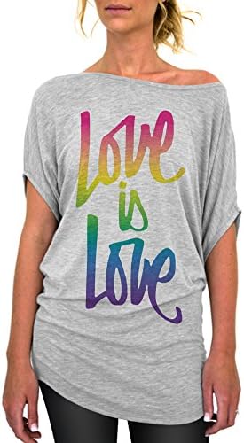 Gay Pride Top, Script Love is Love Women's Slouchy Tee Shirt