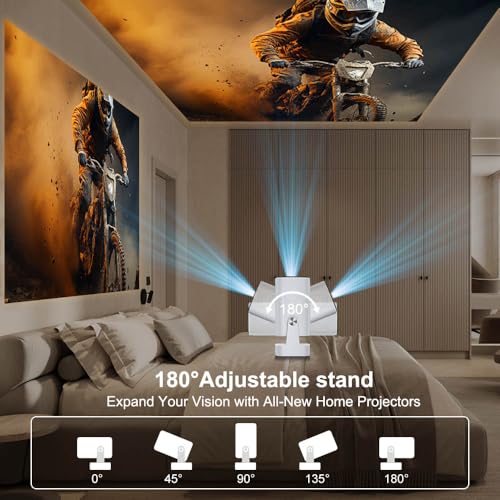 Mini Projector 4K, WiFi & Bluetooth 5.4, Auto Focus/Keystone, 1080P Native | Built in Apps, Short Throw, Portable Smart Projecteur for Outdoor Movies/Bedroom/Home/Gaming (2026 Upgrade)