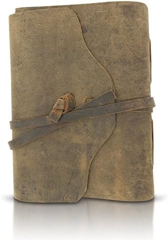 Leather Journal Writing Notebook with Pen Strap Wrap - Genuine Buffalo Hide - Sketch Pad Journals to Write In - Diary Sketchbook Men &amp; Women Gift - Brown Vintage - Diario de Cuero Cuaderno (8x6)
