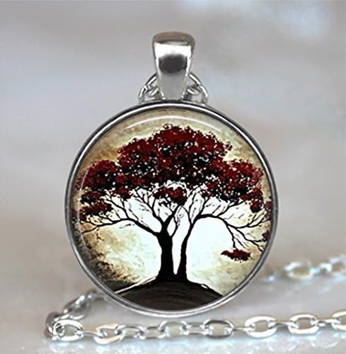 Moonlight and Oak Tree pendant, resin pendant tree necklace, tree jewelry, nature lover jewelry, tree lover pendant