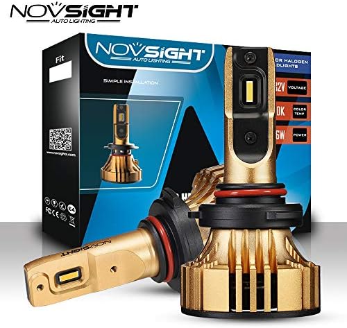 9005 HB3 LED Headlight Bulbs High Beam Conversion Kit, NOVSIGHT YELLOW LIGHT CSP Chips LED Ultra-Thin Headlights Bulbs, 12000LM(6000lm2) 3000K Xenon White, 2 Year Warranty