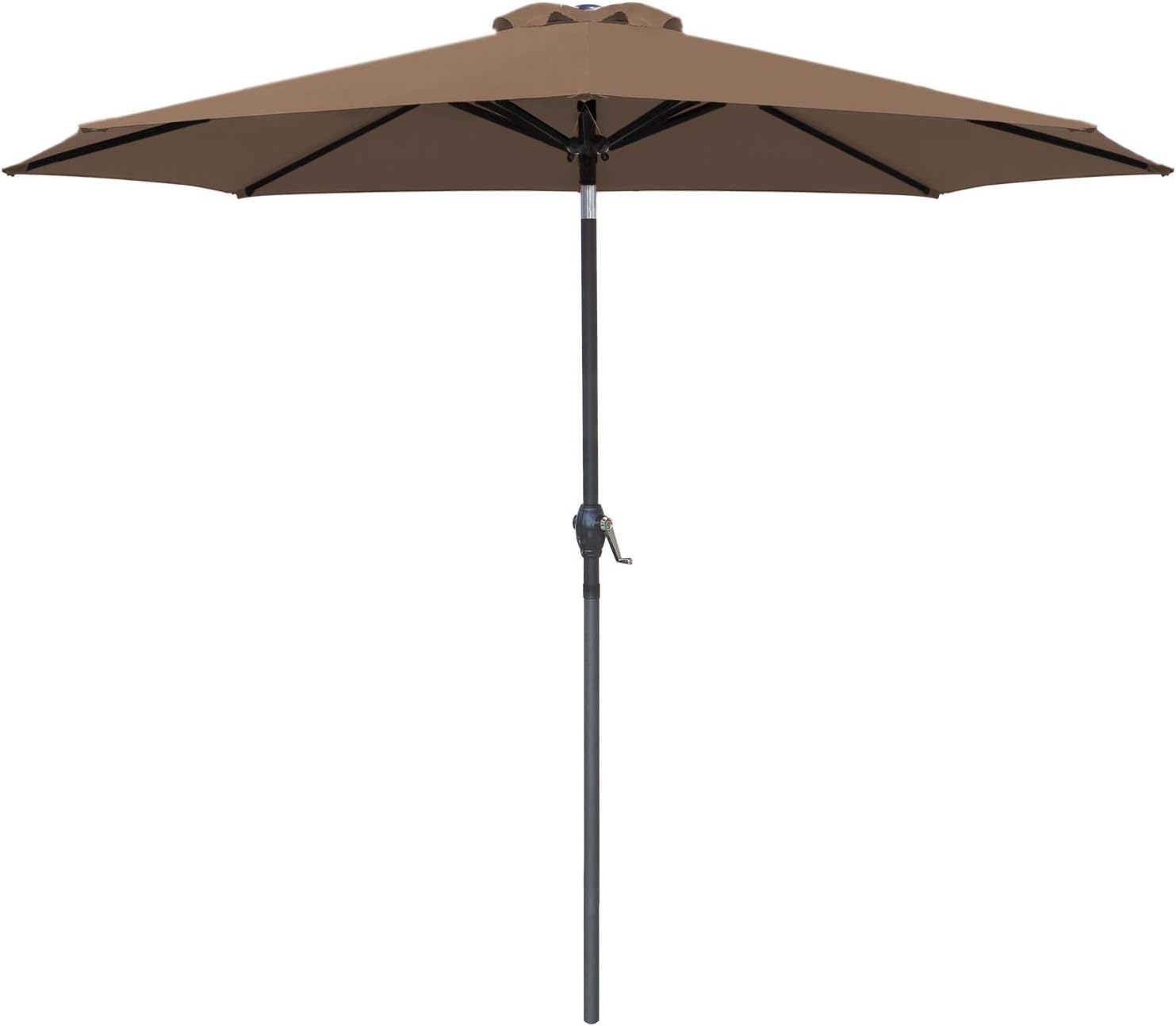 Amazon Com Greesum 9ft Patio Umbrella Outdoor Market Table Umbrella With Push Button Tilt Crank And 8 Sturdy Ribs For Garden Lawn Backyard Pool Brown Garden Outdoor