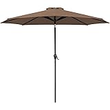 Greesum 9FT Patio Umbrella Outdoor Market Table Umbrella with Push Button Tilt, Crank and 8 Sturdy Ribs for Garden, Lawn,Back