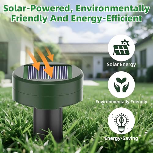 Ahuyentador de Ratas 4 Piezas, Repelente Ratas Ultrasonido Exterior, Ahuyentador de Topos y Ratones Solar, IP65 Impermeable, Anti Topos, Serpientes, Ratones