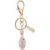 MONNEL MZ933 Gorgeous Crystal 3D Bowling Charm Pendant Lobster Clasp Key Ring Keychain (Gold)