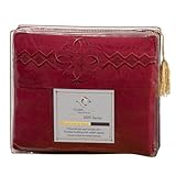 Ultimate Clara Clark Premier 1800 Bed Sheet Set - with Majestic Embroidery - Queen Size, Burgundy Red