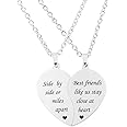 MJartoria BFF Necklace for 2-Valentines Heart Matching Necklace Best Friends Pendant Friendship Necklace Set of 2 Birthday Gifts