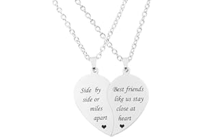 MJartoria BFF Necklace for 2-Valentines Heart Matching Necklace Best Friends Pendant Friendship Necklace Set of 2 Birthday Gifts