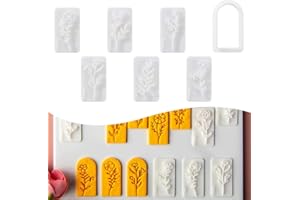 CRAFTYMELODY 7Pcs 7 Style Polymer Clay Stamps Leaves Flowers Clay Stamps Boho Cutters Model White Plant Earrings Cutter Plast