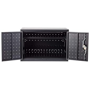 Amazon Com Pearington 16 Device Portable Table Top Charging And Storage Cabinet For Ipads Chromebooks And Laptop Computeres Up To 17 Screen Size Bonus Shelf Side Handles Locking Front Door Cable Clips Industrial