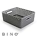 BINO T-Weave Woven Plastic Storage Basket, Medium (Grey)
