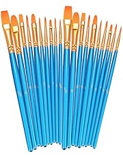 BOSOBO Paint Brushes Set, 2 Pack 20 Pcs Round Pointed Tip Paintbrushes Nylon Hair Artist Acrylic Paint Brushes for Acrylic Oil Watercolor, Face Nail Art, Miniature Detailing & Rock Painting, Blue