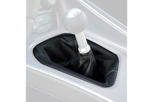 RedlineGoods Shift Boot - Manual Compatible with Dodge Challenger 2015-23. Tailor Made - not Universal. Genuine top-Grade Italian Black Suede (Alcantara) with Silver Thread
