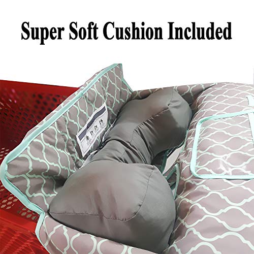 Soft Pillow Attached 2-in-1 Shopping Cart and High Chair Cover for Baby~Padded~Fold'n Roll Style~Portable with Free Carry Bag (Grid)