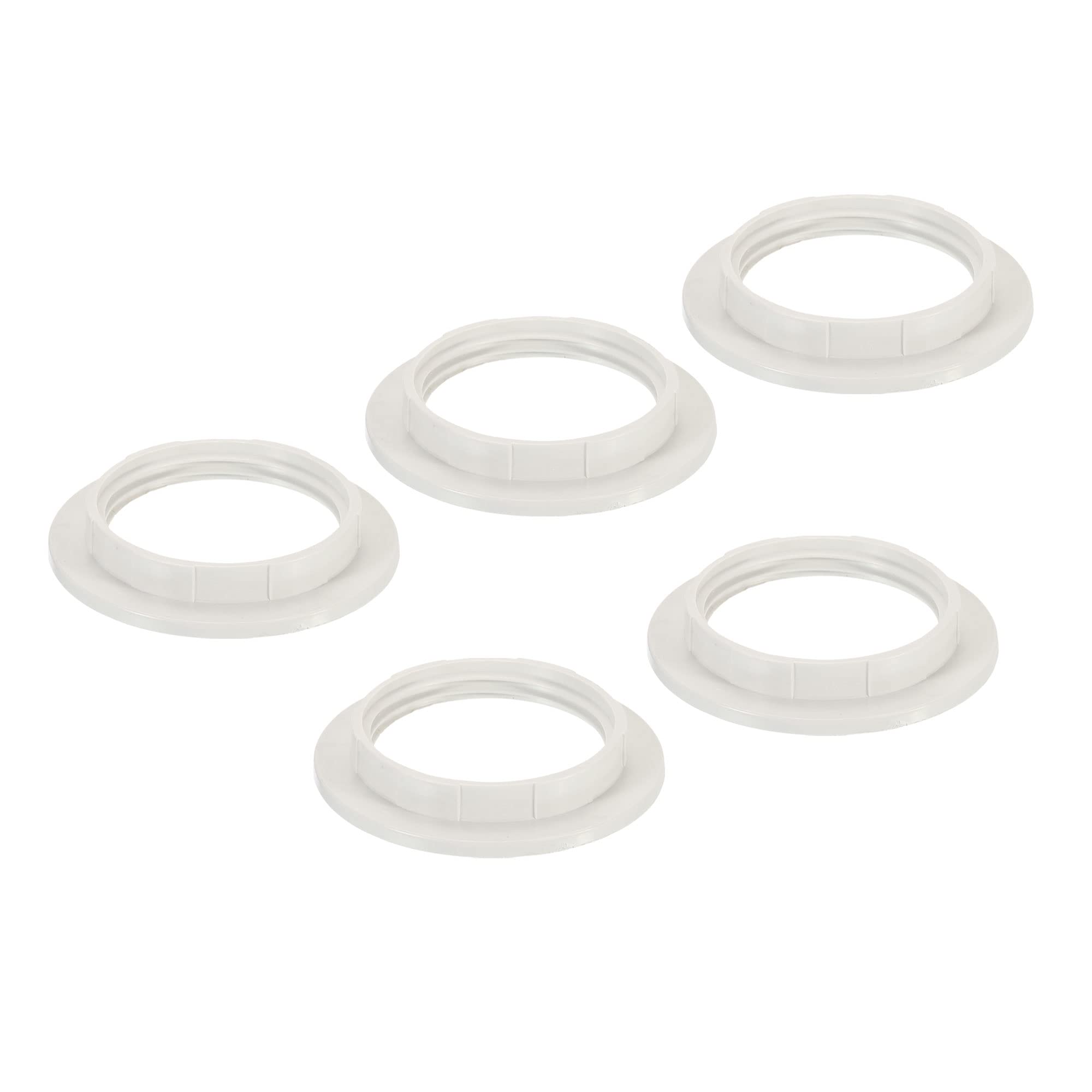 PATIKIL E26 Light Socket Rings, 5 Pack Lamp Shade Holder Adapter Ring for Light Fixtures, White Color
