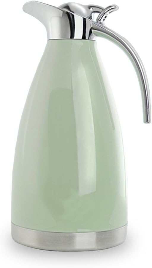 Sumerflos 68 Oz Stainless Steel Coffee Thermal Carafe/Double Walled Vacuum Thermos Insulated / 12 Hour Heat Retention / 2 Liters (Green)