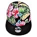ZLYC Women's Flatbill Visor Snapback Baseball Hat Floral Print Neon Sign (Black)