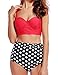 ADFOLF Retro Bikini Swimsuits For Women High Waisted Halter Push Up Bathing Suits Polka L