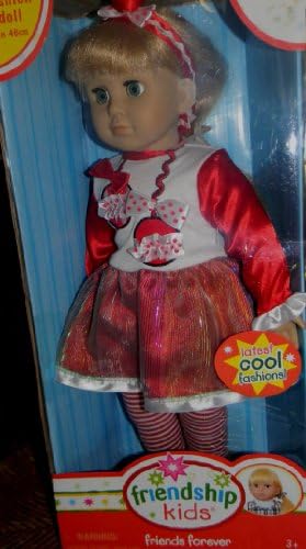 Kingststate The Dollcrafter 18" Friendship Kids Fashion Doll In Red & White Polka Dot Outfit Set - So Cute (Blonde)