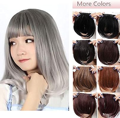 Fashion 8 20cm Bangs Clip In Hair Extensions Front Neat Silver