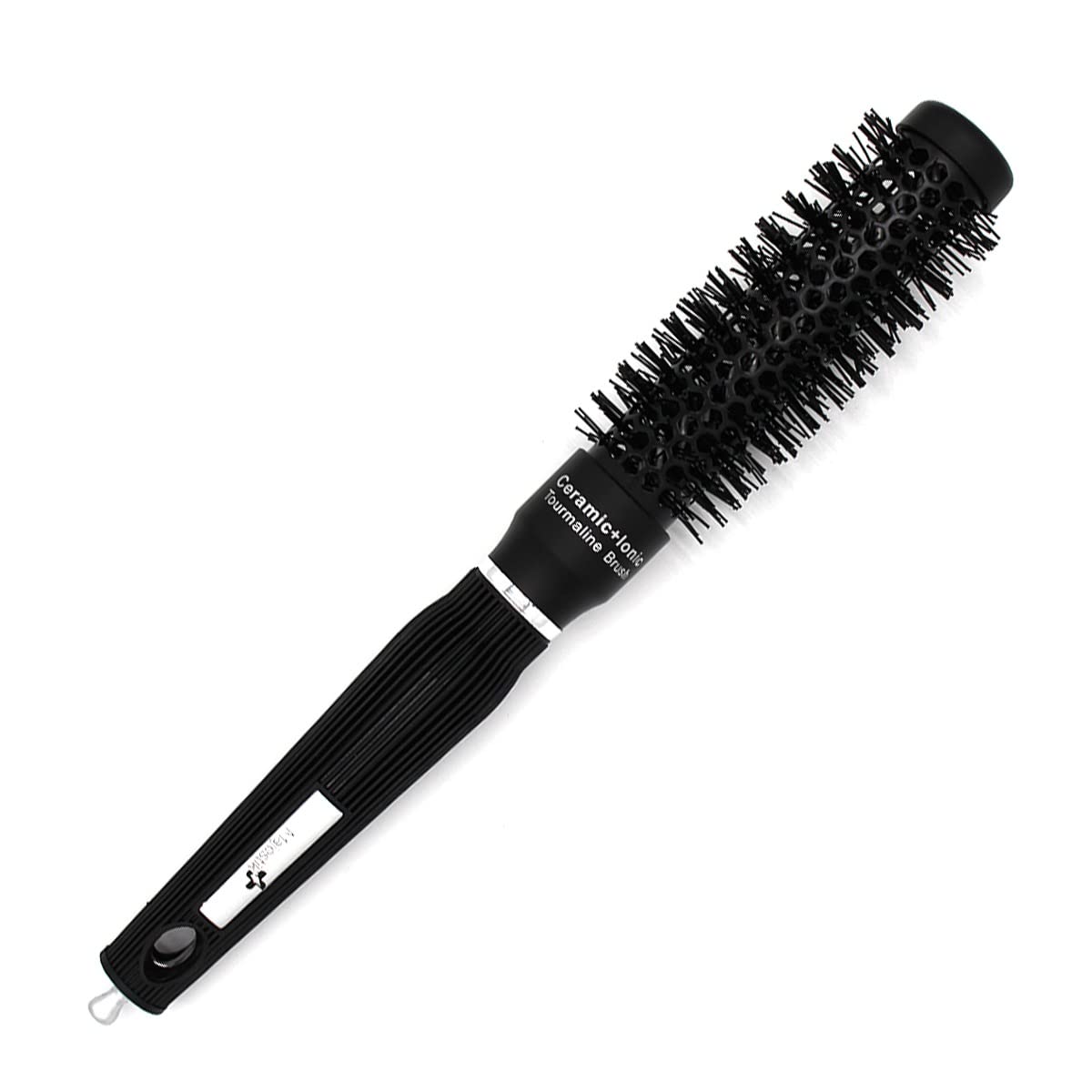 Round Barrel Brush 25mm Black Nano Technology Ceramic & lonic Hair Brush with Nylon Bristle for Blow Drying Curling Styling Straightening By Majestik+