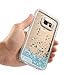 Galaxy S7 Edge Case, Wuloo Samsung Galaxy S7 Edge Hard Case Fashion Creative Design Flowing Liquid Floating Luxury Bling Glitter Sparkle Love Heart Hard Case for Girls Children (Blue-)