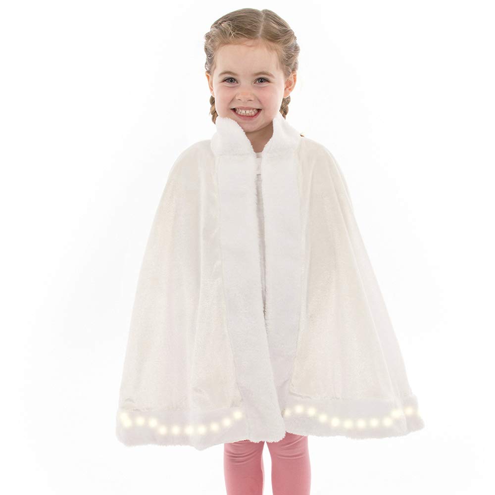 PRETEND TO BEE Queen/Princess LED Light Up Cape Dress Up Costume for Kids, White, 3-7 Years