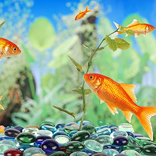 FUTUREPLUSX Flat Glass Marbles 1Lb, 100PCS Fill 0.3L Vol. Premium Corlorful Mixed Color Flat Gems Aquarium Pebbles Vase Filler Beads Table Scatter Decor