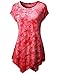 TWINTH Printed Tunic Plus Size Tie Dye Short Sleeve Handkerchief Hem Loose Fit Top Red 3XL
