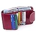AINIMOER Women's Small Billfold Genuine Leather Tri-Fold Wallet with Zipper Pocket(Purple Red)