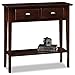 Teegan Solid Wood Hall Entryway Console Sofa Table with Shelf and Two Drawers, Chocolate Oak Brown, Perfect for Entryways, Hallways, and Living Rooms – Leick Home, 10075-CH