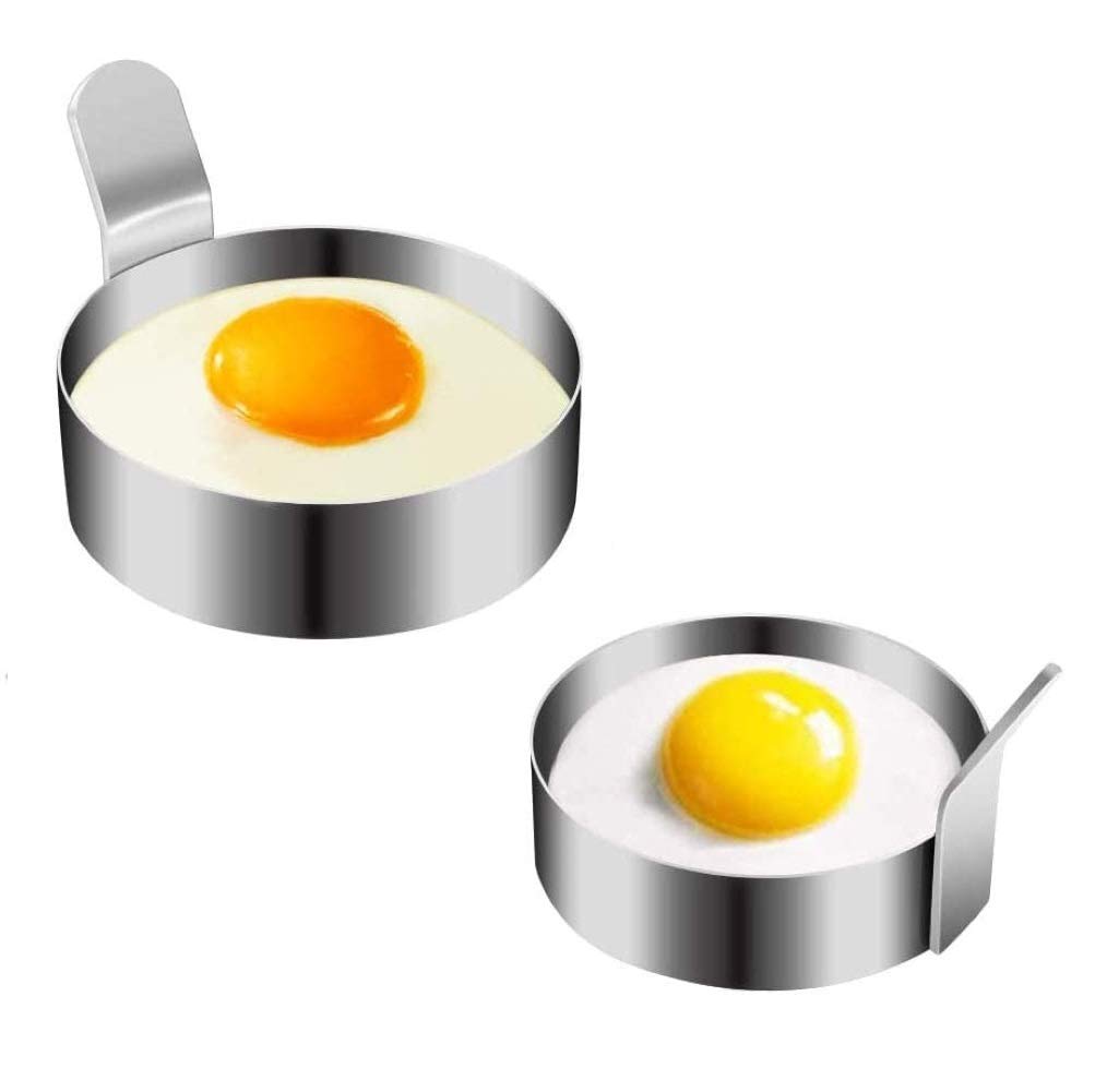 KOKSI Egg Ring, Round Eggs Frying Rings, Non-Stick Cooking Egg Mold for Frying Pan, Easy Cooking Omlete Fried Egg Pancake Beefsteak (2 Packs)