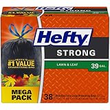 Hefty Strong Lawn and Leaf Large Garbage Bags, 39 Gallon, 38 Count
