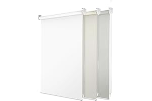 HidPriva Roller Shade | 100% Blackout | UV Protection | Easy-Care Fabric | Roller Blind for Windows & Doors | Pull Down Window Shade - White (47" W x 78" H)