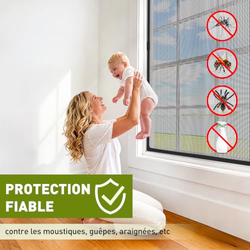 MLEJU Magnetic Window Mosquito Net 110 x 130 cm Fibreglass | Strong magnetic frame, stable mounting, adjustable size DIY, easy installation, magnetic mosquito net window for roof