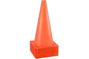 MDTMR 12 inch Soccer Training Cones for Outdoor Activity, Orange Traffic Cones,Plastic Sports Cones 10 Packs