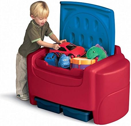 Top Seller Highest Rated Toddler Baby Kids Childrens Toy Chest Bin Organizer- Solid Plastic Construction in Vibrant Colors- Storage Bins for Barbies or Hot Wheels- Detachable Lid- Toy Chest Storage