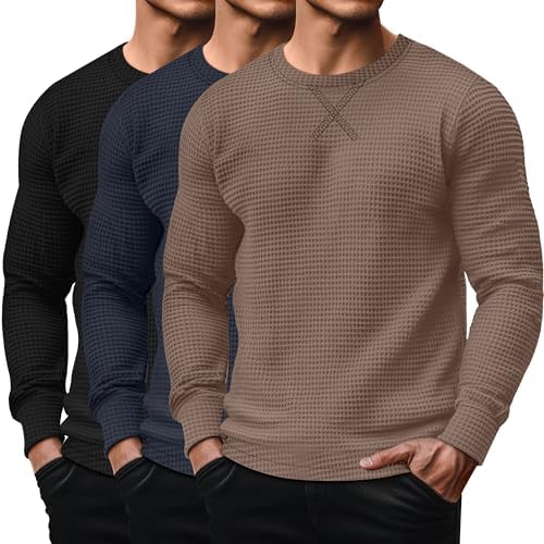August Alley 4 Pack Men's Cotton Thermal Long Sleeve Shirts Ribbed