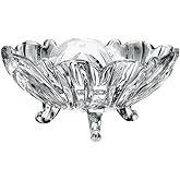 Angoily Glass Salad Bowl Glass Footed Dessert Bowl Vintage Flower Embossed Ice Cream Trifle Salad Candy Cake for Home Party Wedding 950ml Parfait